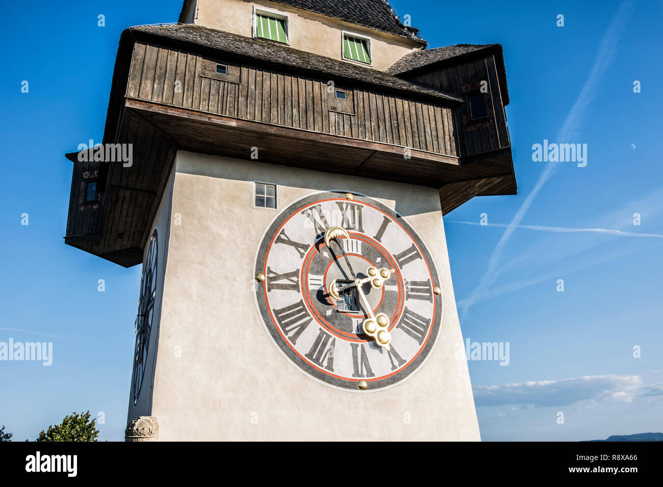 Graz, Austria. The Schlossberg - Castle Hill with the clock tower ...
