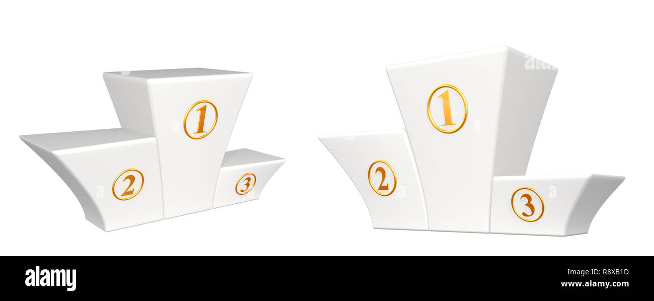 3d pedestal - the first, second and third place. Object over white ...