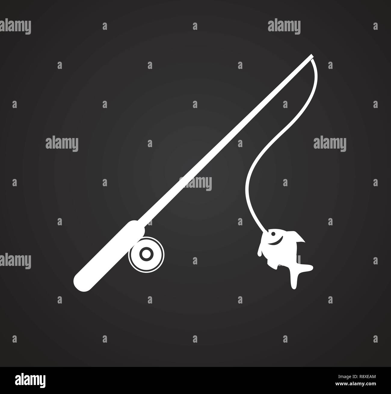 Fishing rod icon on black background for graphic and web design, Modern ...