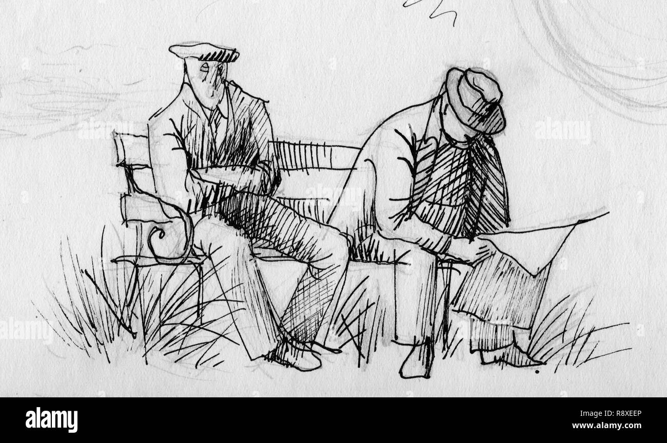 Two Men On A Bench C1950 Creator Shirley Markham Stock Photo Alamy   Two Men On A Bench C1950 Creator Shirley Markham R8XEEP 