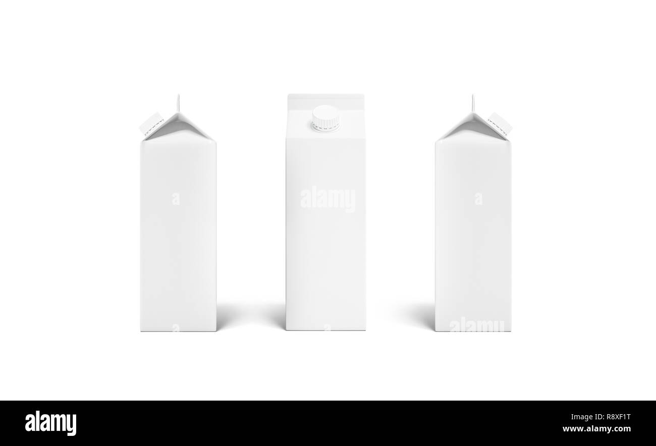 Download Blank White Rex Juice Or Milk Pack Lid Mockup Set 3d Renering Empty Carton Packaging For Yogurt Mock Up Front And Side View Isolated Clear Label Cocktail Pak Template Stock Photo