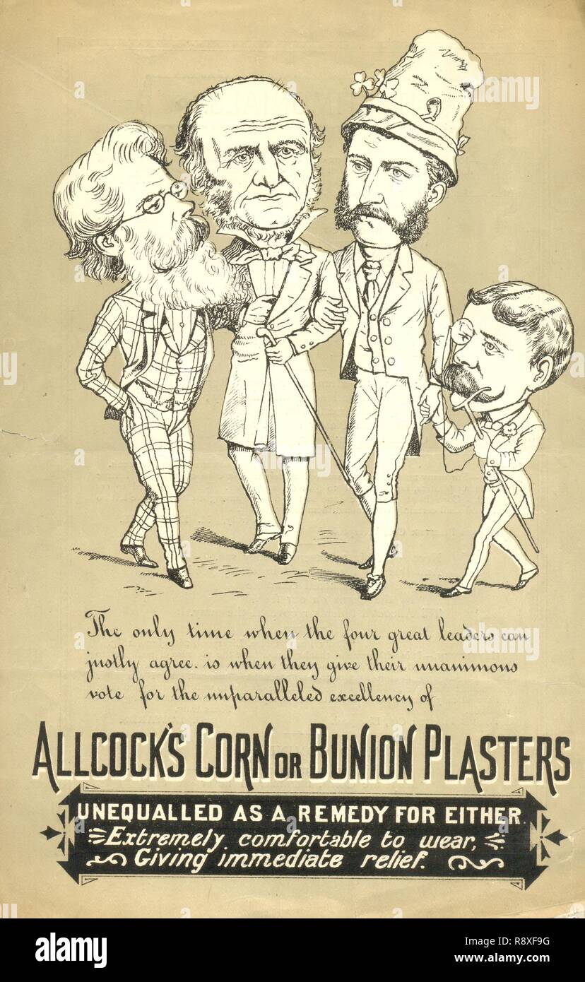 Advertisement for Allcock's Corn or Bunion Plasters 1883 Stock Photo ...
