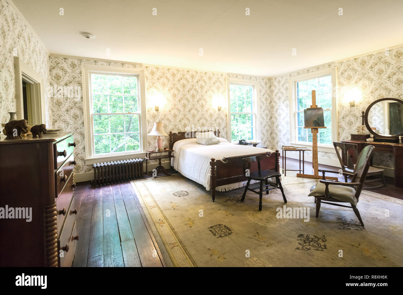 Estelle Faulkner’s bedroom is pictured at Rowan Oak, May 30, 2015, in Oxford, Mississippi. Stock Photo