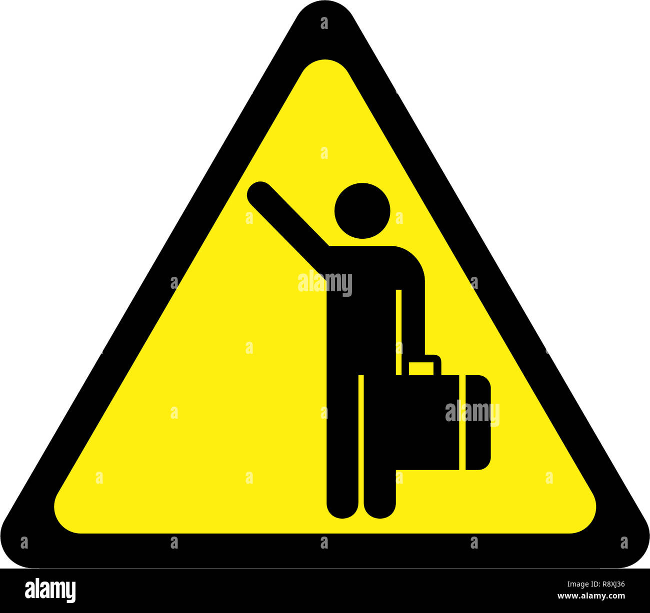 Warning sign with hitchhiking symbol Stock Photo Alamy