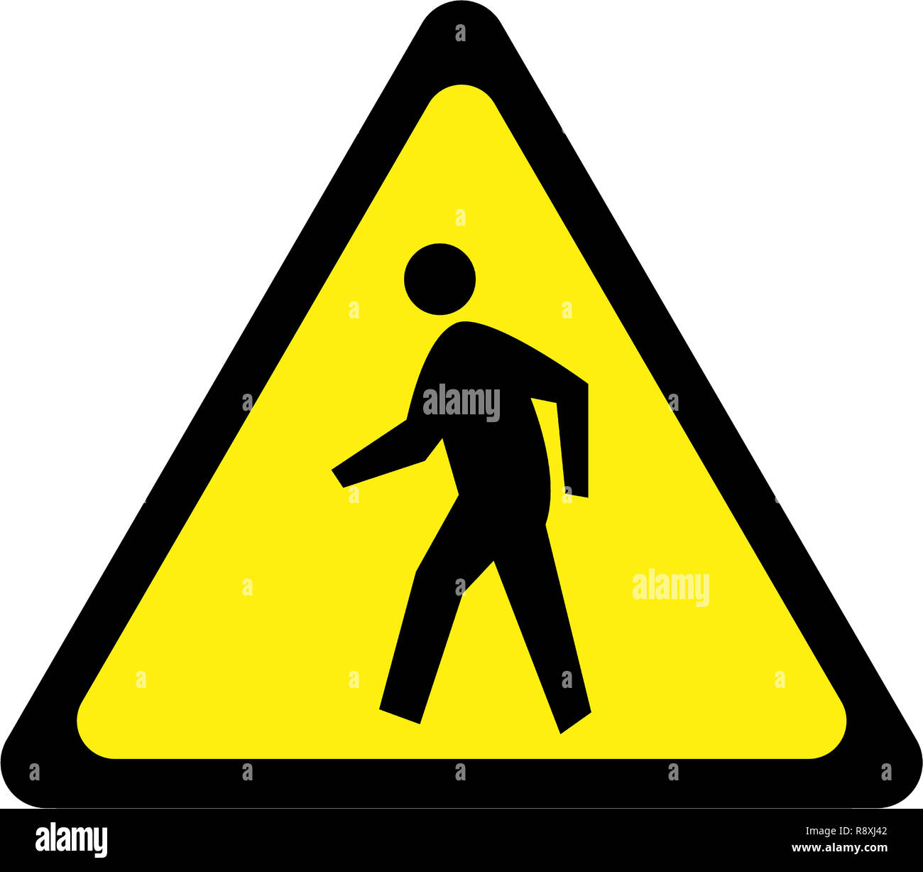 Warning sign with pedestrian symbol Stock Photo Alamy