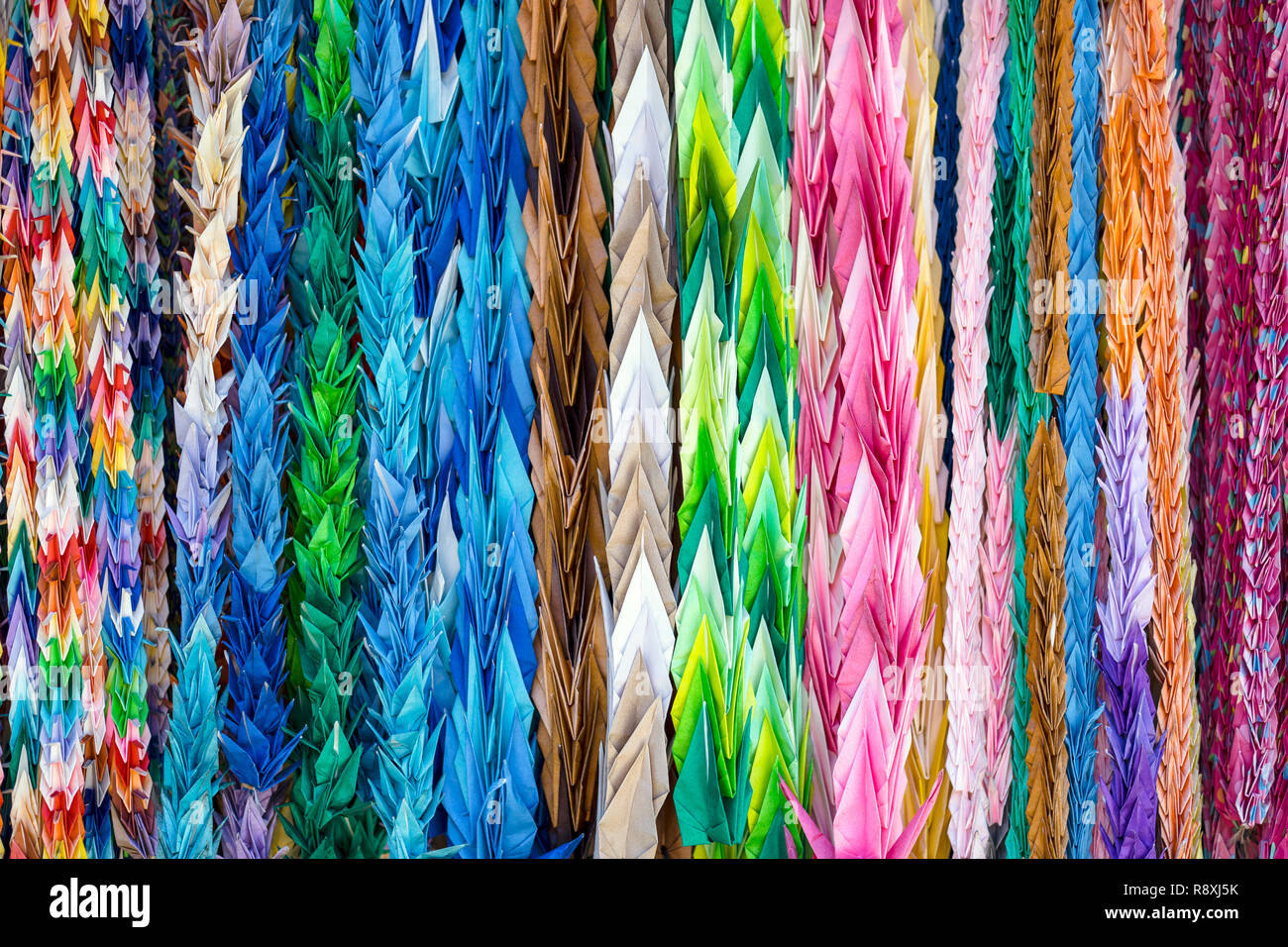 Colorful Japanese paper cranes Stock Photo Alamy