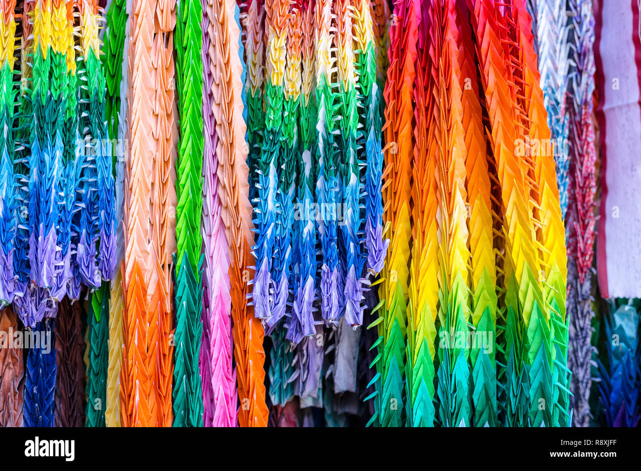 Colorful Japanese paper cranes Stock Photo Alamy