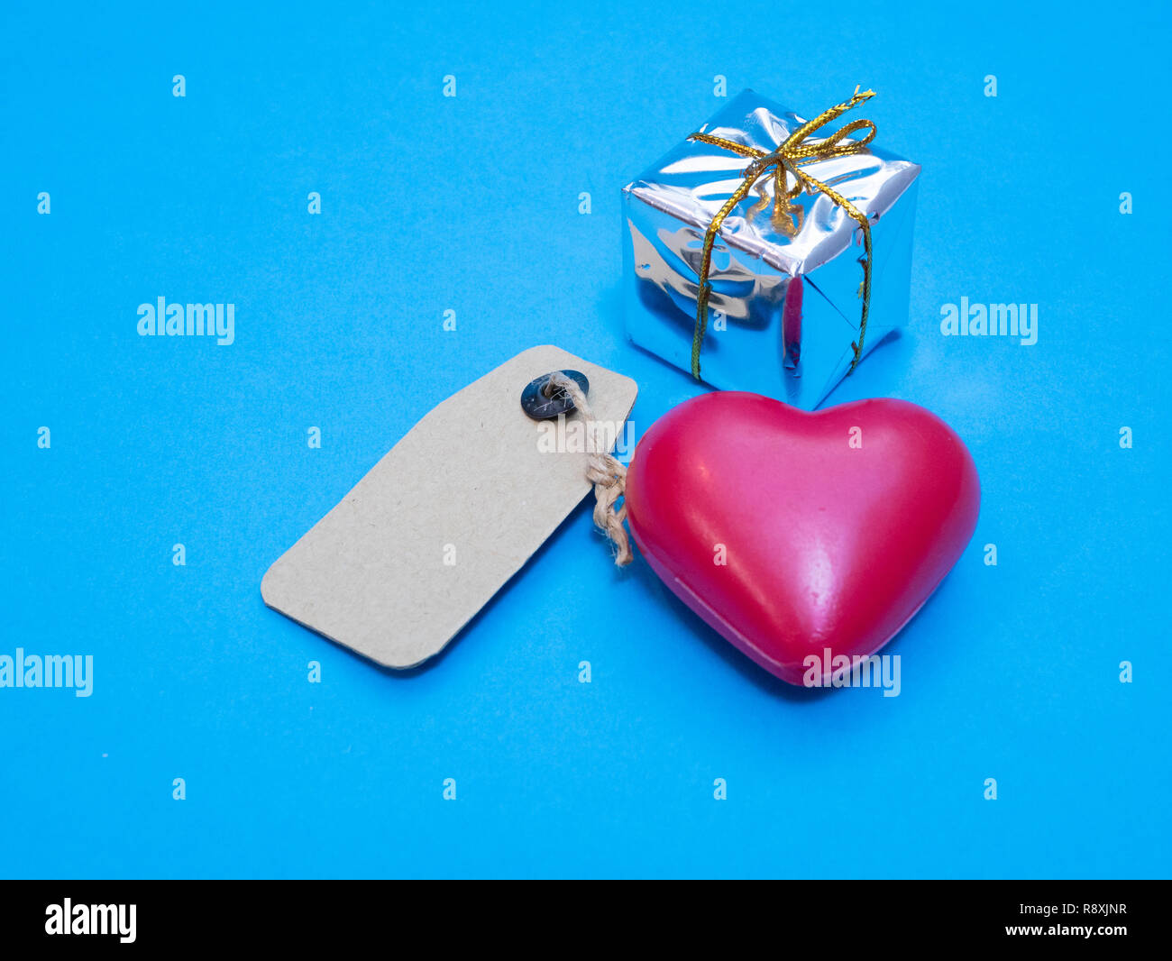 Give You My Heart As A Gift Red Heart With Shiny Small Box And Blank