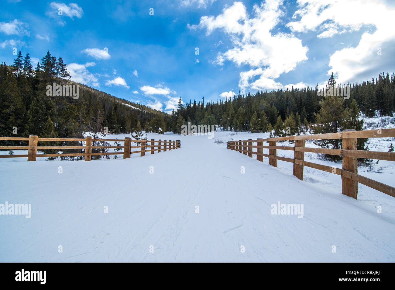 Photographed in Keystone, Colorado. Perfect place for skiing or snowboarding or other winter activities. Stock Photo