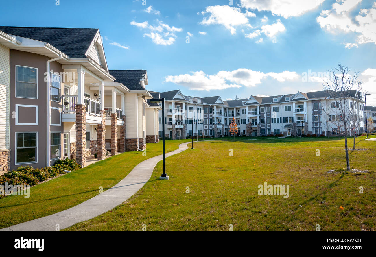 Apartment building photographed in Iowa. Stock Photo