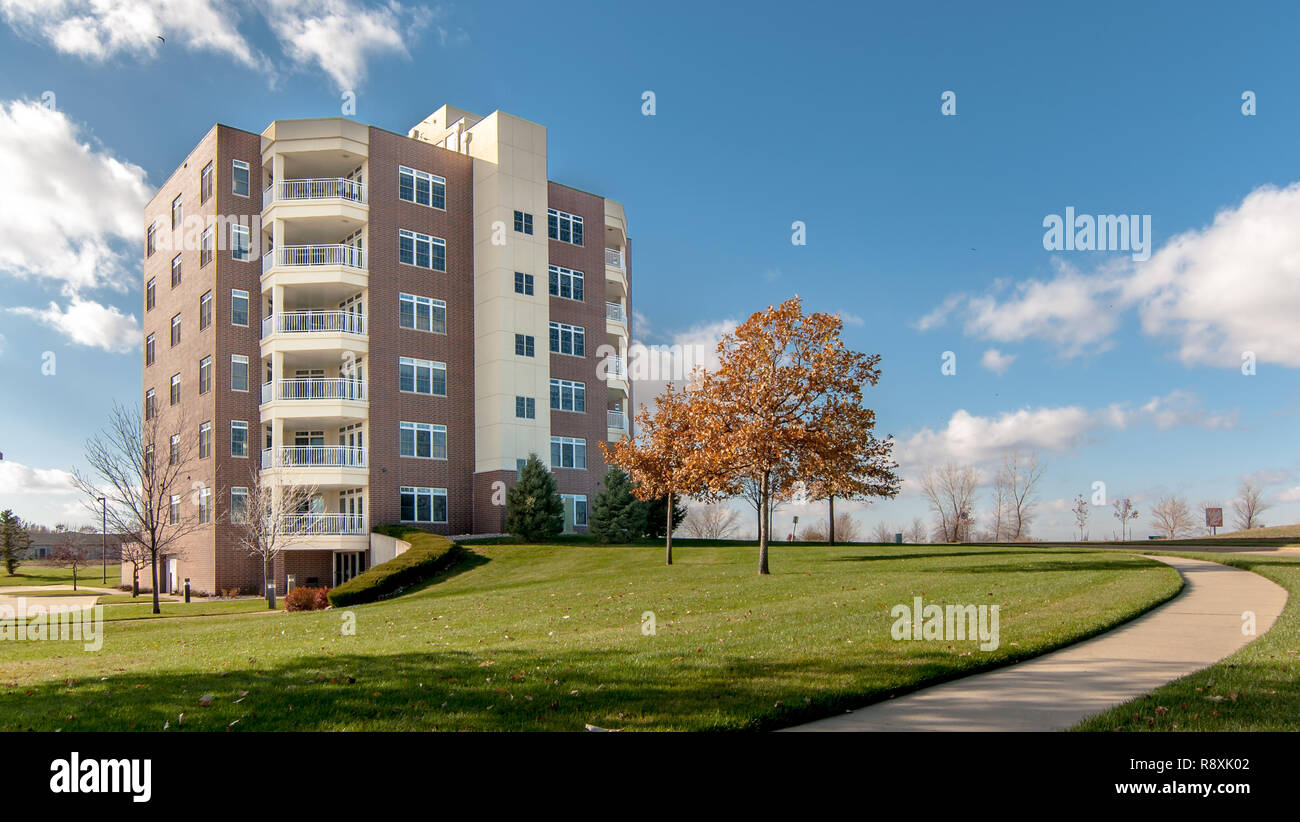 Apartment building photographed in Iowa. Stock Photo