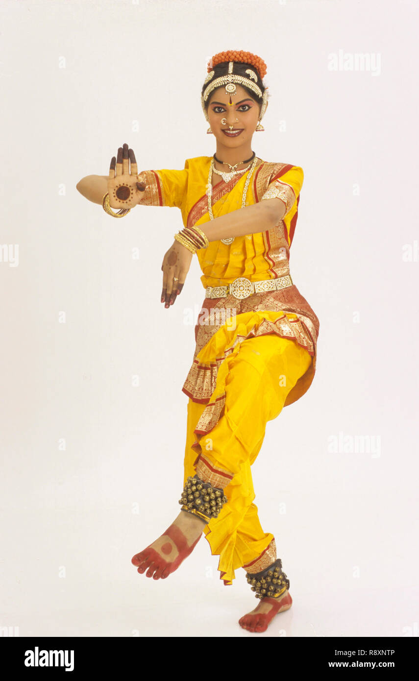 Bharatnatyam, woman performing classical dance of india, showing ...