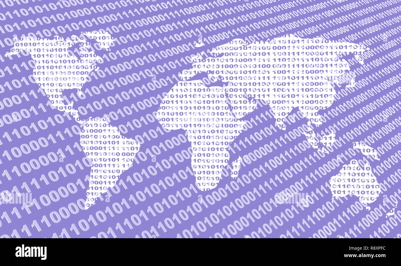 Background - map of the world from a binary code Stock Photo - Alamy
