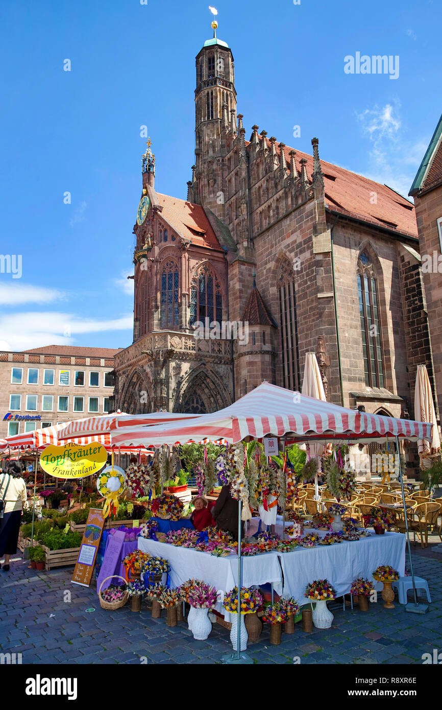 Women church (german:Frauenkirche) at Main market, old town, Nuremberg, Bavaria, Germany, Europe Stock Photo