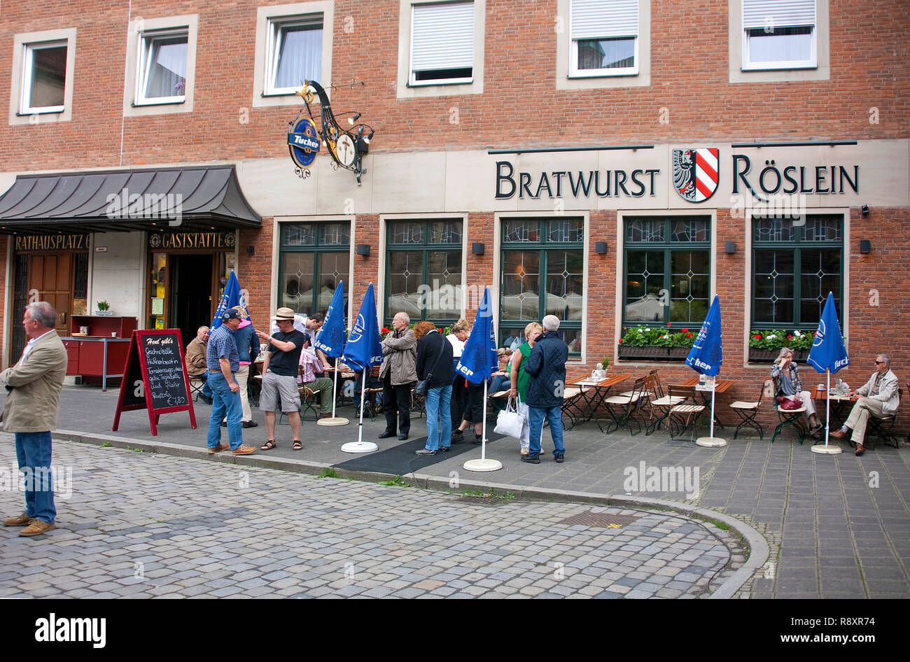 Bratwurst Röslein, tavern and restaurant, popular for original Nuremberg Bratwurst, old town, Nuremberg, Bavaria, Germany, Europe Stock Photo