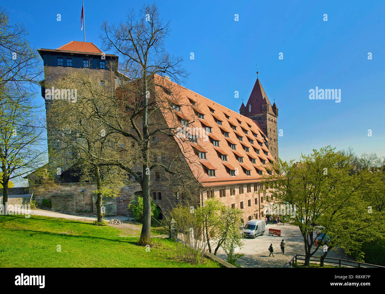 Youth hotel at the Imperial Castle, old town, Nuremberg, Franconia, Bavaria, Germany, Europe Stock Photo
