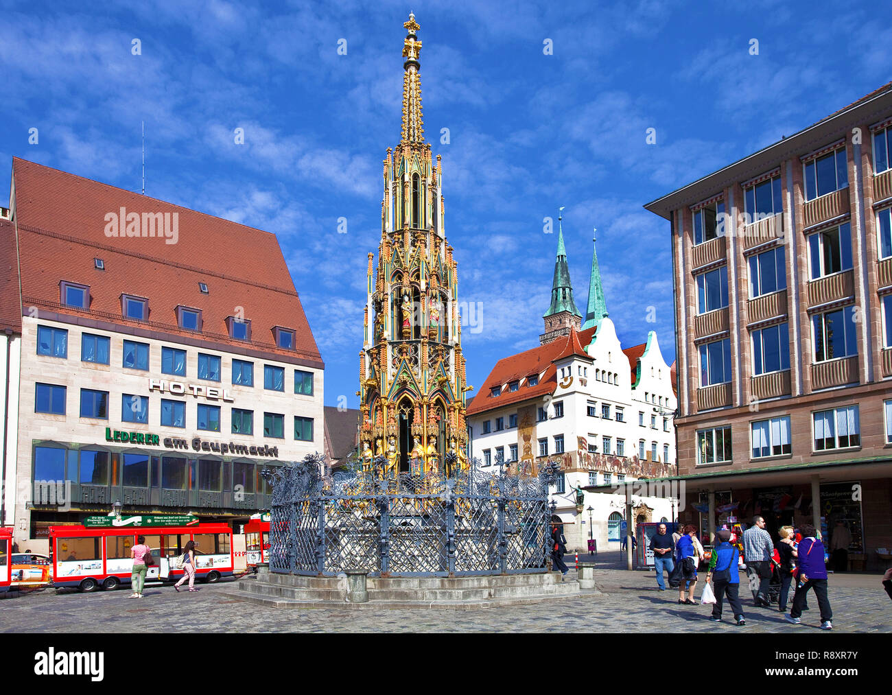 Beauty well, Market, market place, old town, Nuremberg, Franconia, Bavaria, Germany, Europe Stock Photo