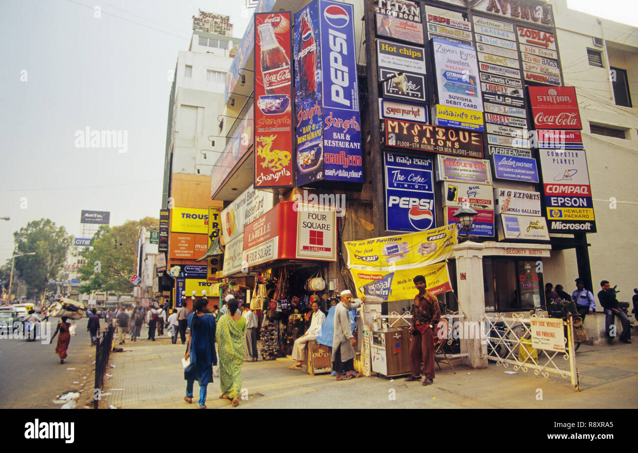 Brigade Street, Bangalore, Karnataka, India Stock Photo