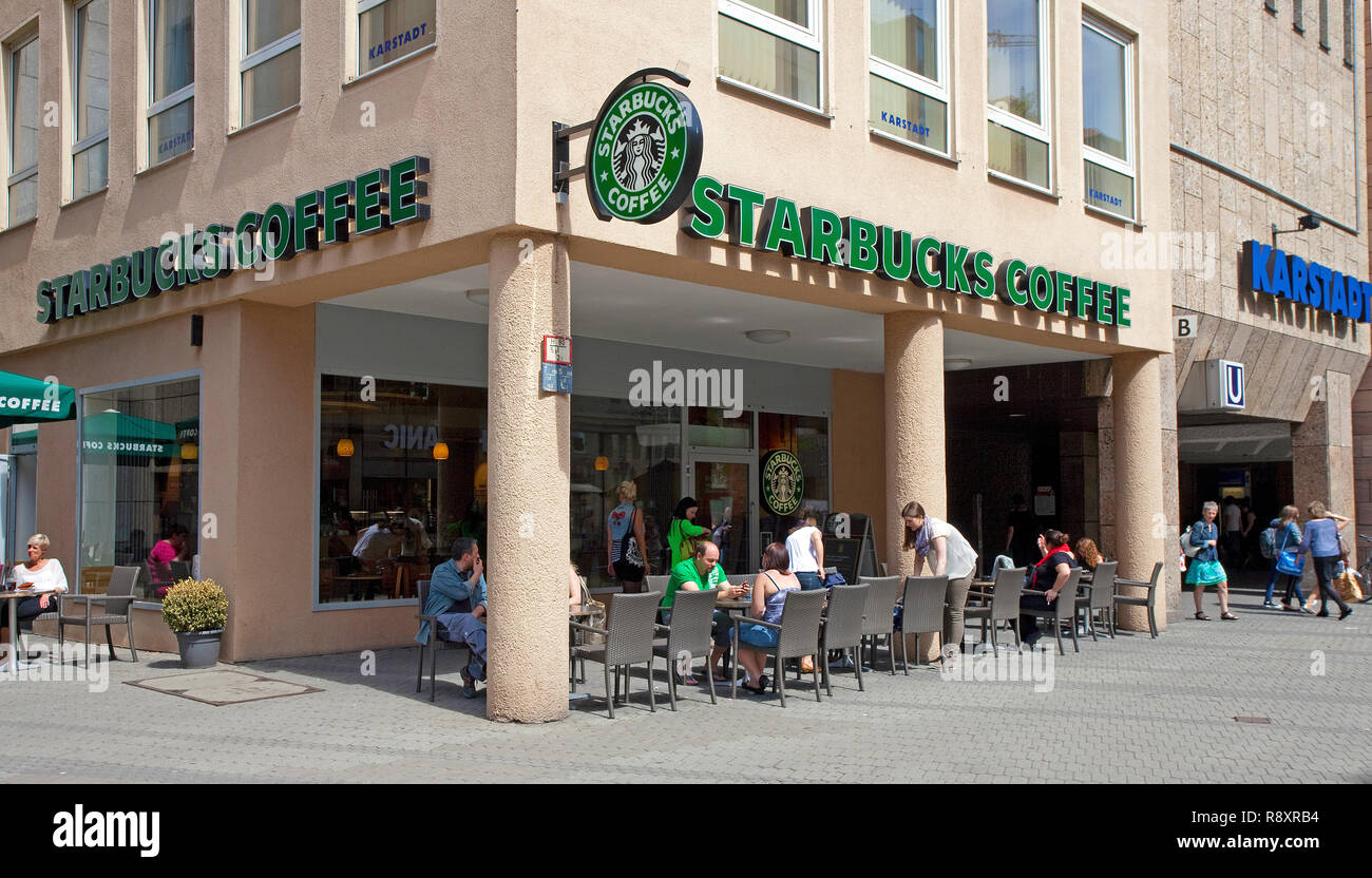 Starbucks at the Karolinen street, old town, Nuremberg, Franconia, Bavaria, Germany, Europe Stock Photo