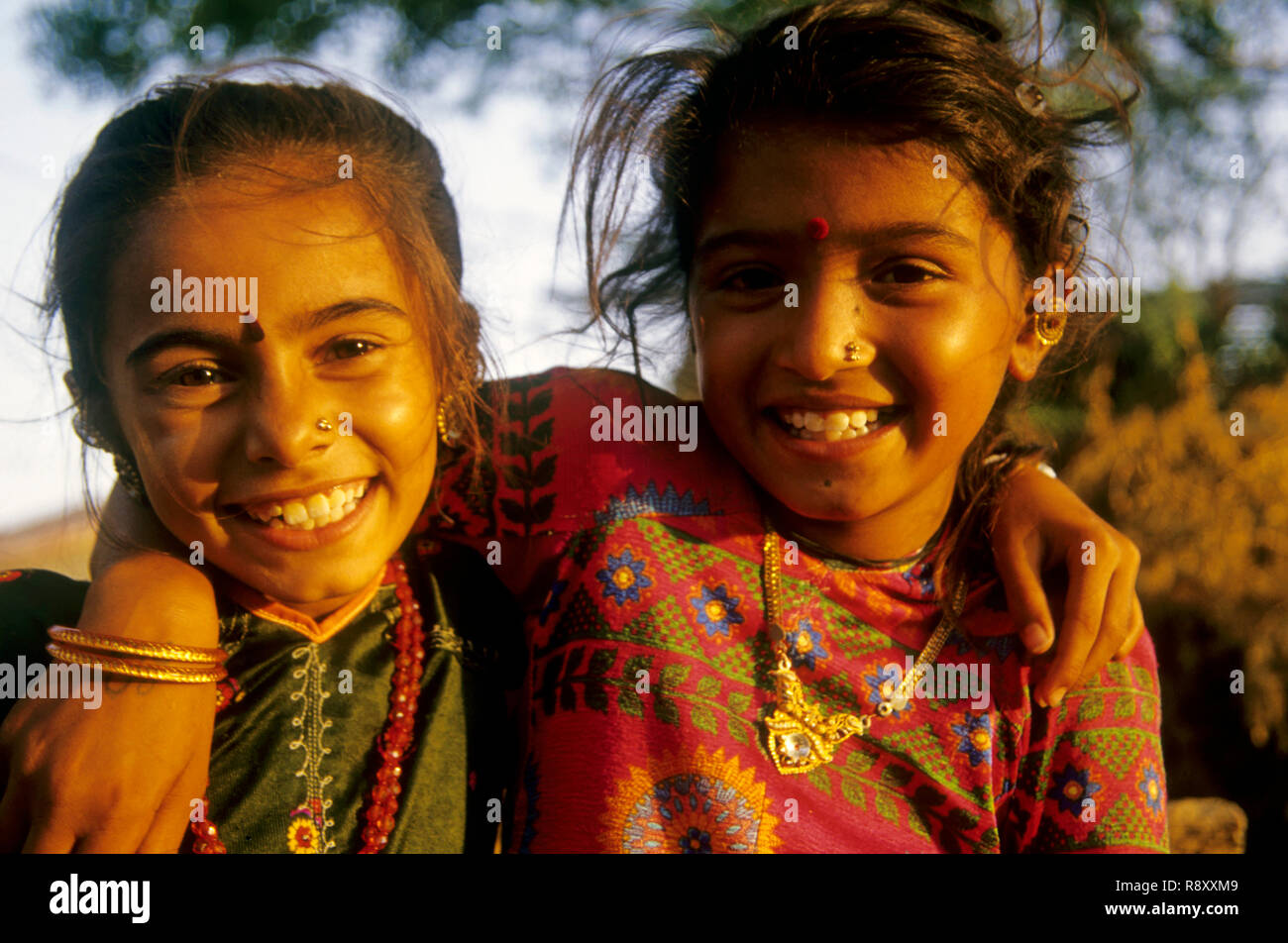 girls from village bahai, kutch, gujrat, india Stock Photo