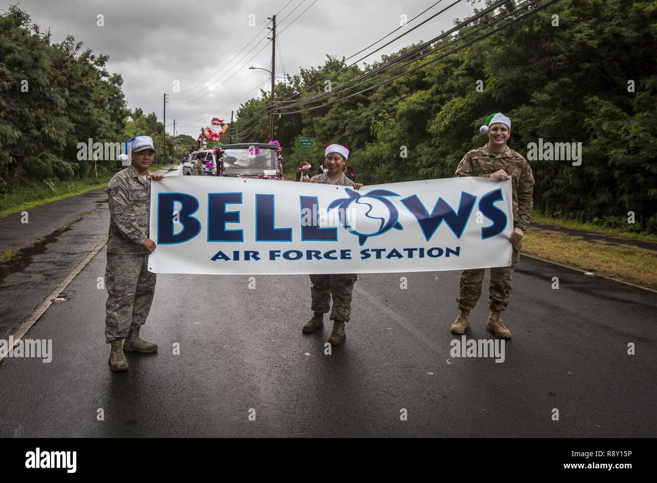 U.S. Airmen with Bellows Air Force Station pose for a group photo during the 2018 Waimanalo