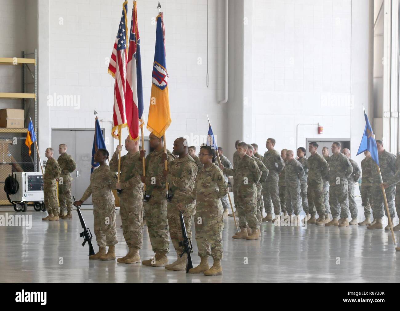 The 185th Aviation Brigade Color Guard stands ready for the unit's ...