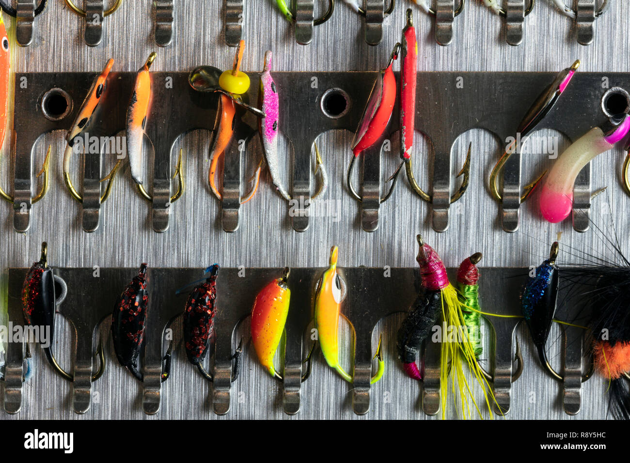 Ice fishing lures and tackle, by James D Coppinger/Dembinsky Photo Assoc Stock Photo