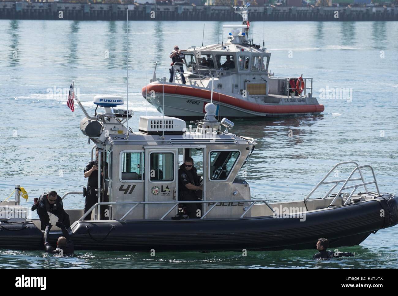 The Coast Guard, along with members of the FBI, Los Angeles Port Police ...
