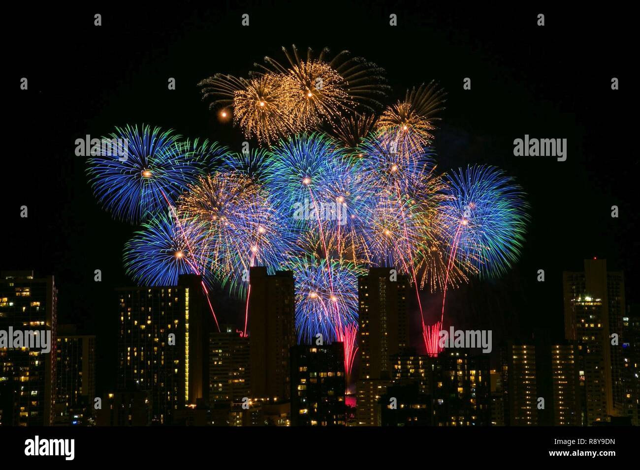 HONOLULU — The amazing Nagaoka Firework Show dazzles the night sky above Waikiki, during the
