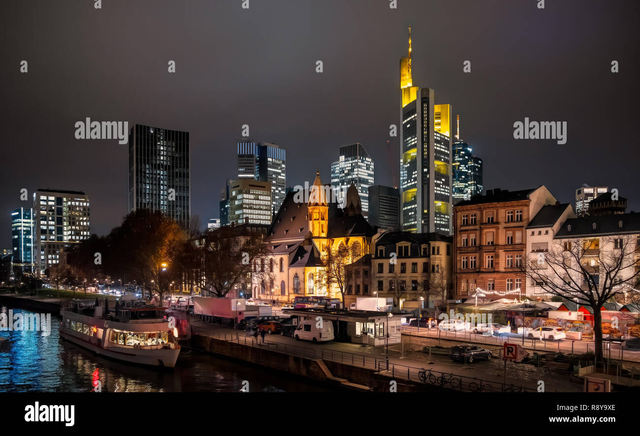 Frankfurt Skyline at night Stock Photo - Alamy
