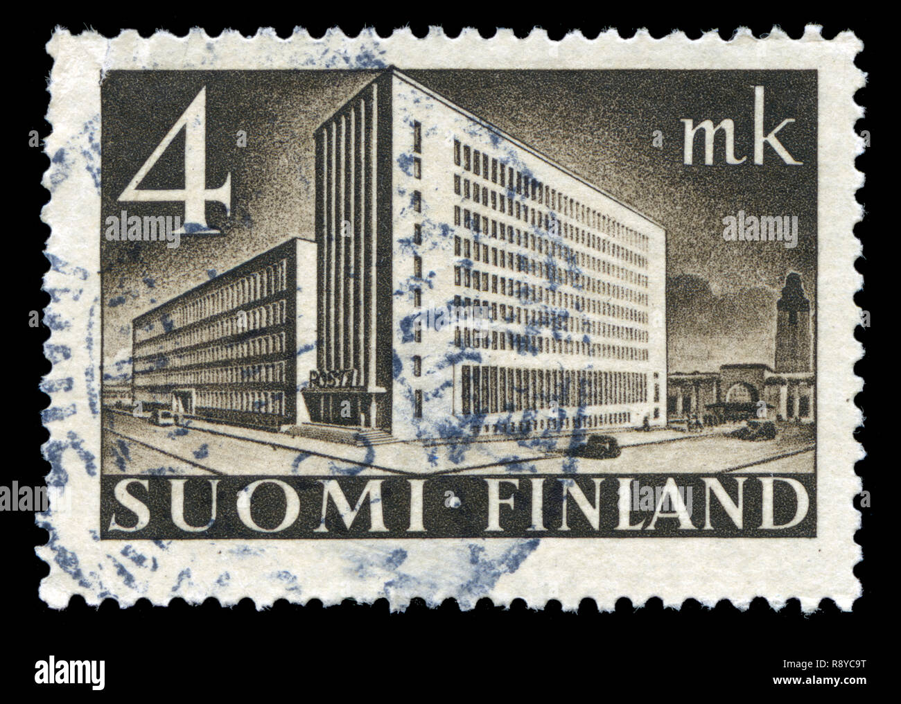 Postage stamp from Finland in the Post Administration Building series issued in 1939 Stock Photo