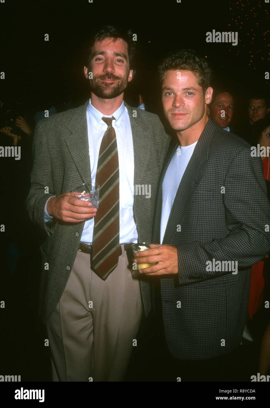 WEST HOLLYWOOD, CA - APRIL 29: Agent Brian Swardstrom andactor David Barry Gray attend the 'Three of Hearts' West Hollywood Premiere on April 29, 1993 at the DGA Theater in West Hollywood, California. Photo by Barry King/Alamy Stock Photo Stock Photo