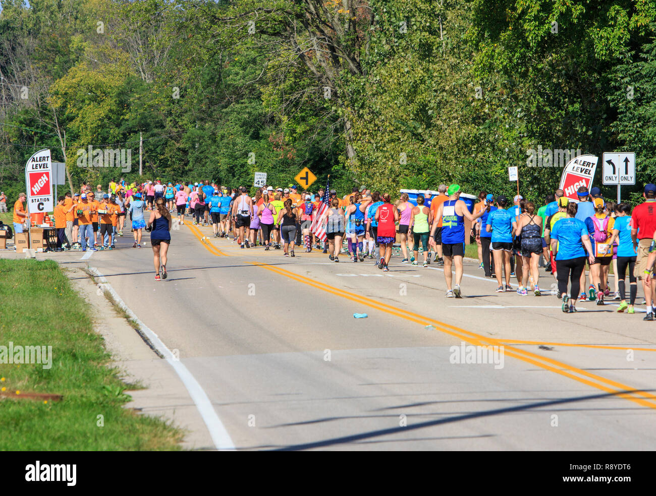 Runners at the 2018 Dayton Air Force marathon and half marathon Stock Photo