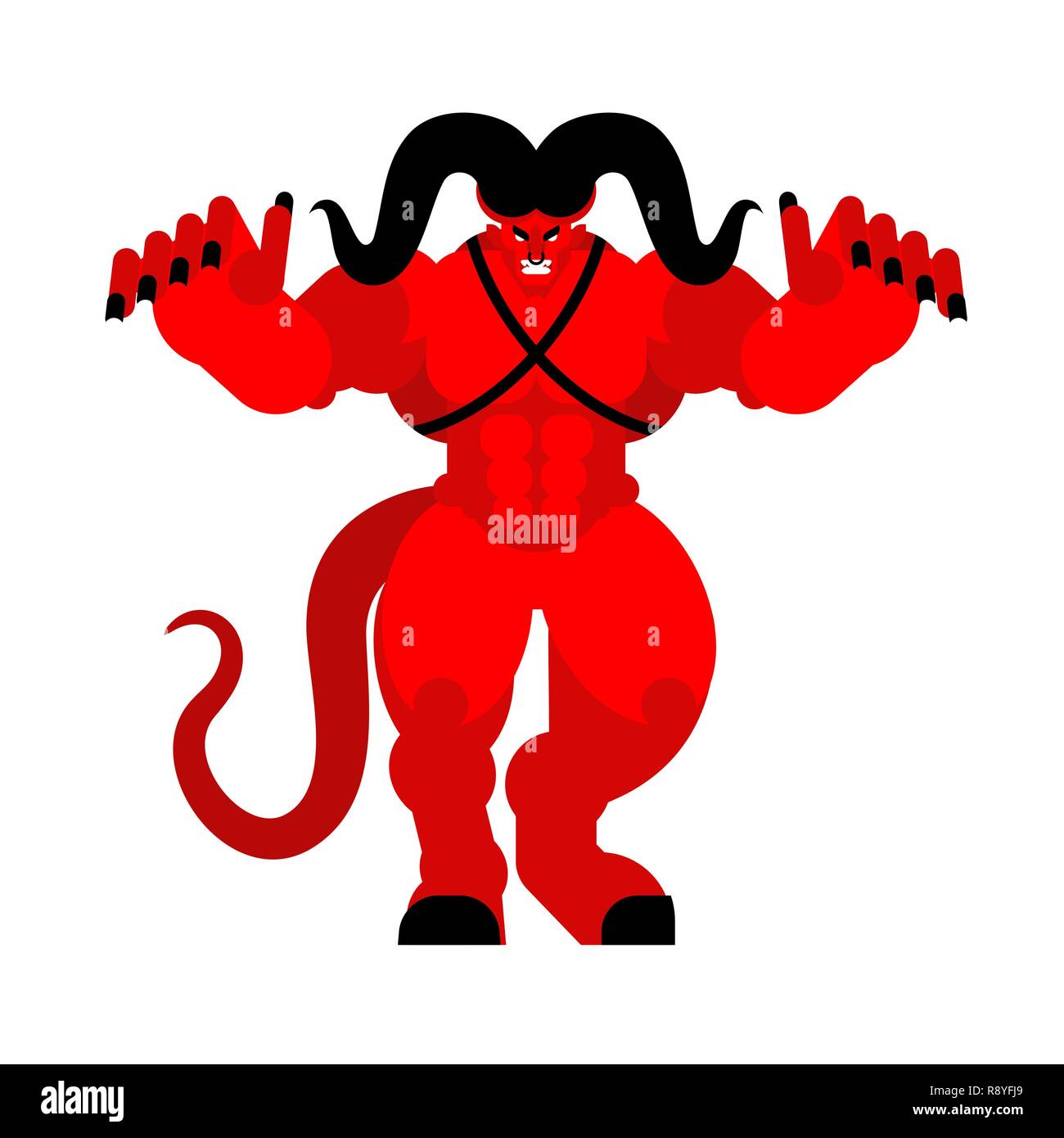 Demon is scary. Hands forward. Attack of red devil. Scary satan from hell  Stock Vector Image & Art - Alamy