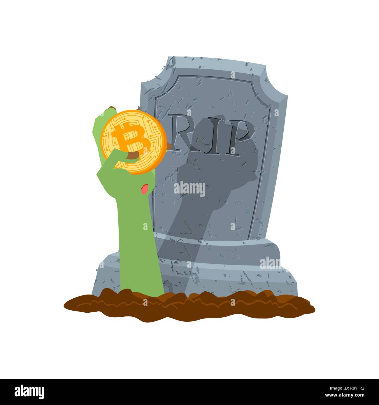 Bitcoin and zombie hand. Cryptocurrency dead. From last forces. Fall  courses Stock Vector Image & Art - Alamy