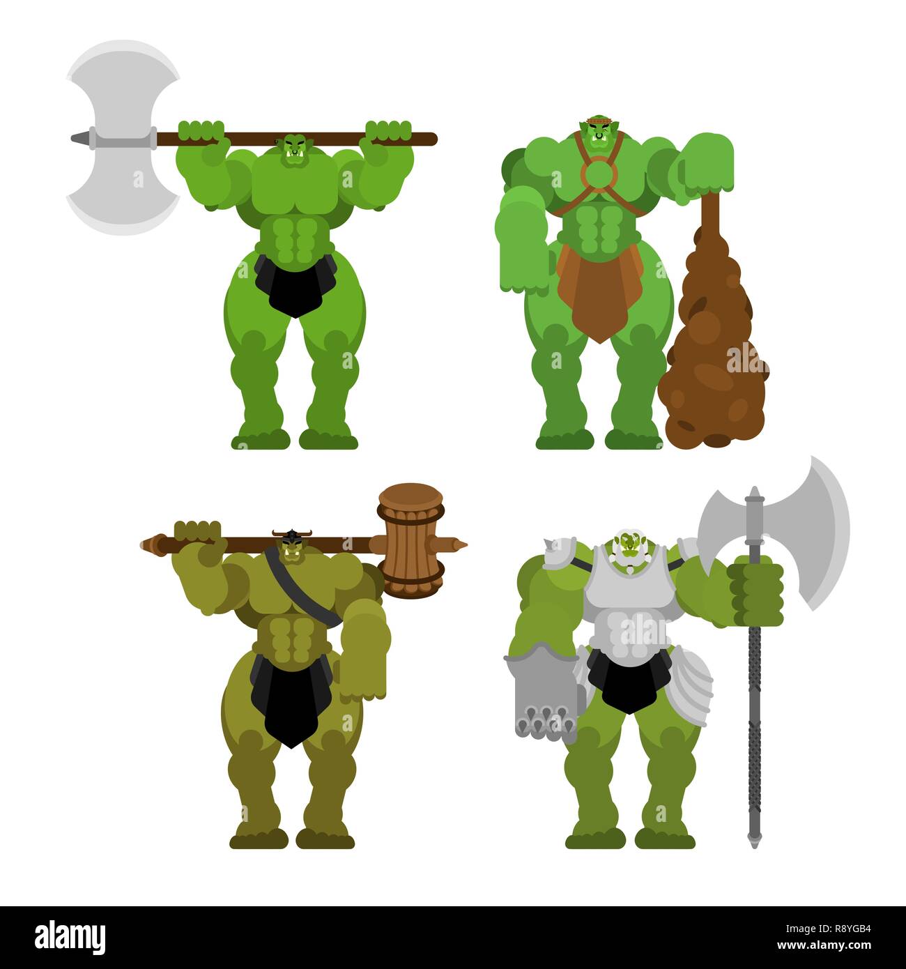 Ogre warrior Army set. Green goblin Strong. berserk Troll Stock Vector  Image & Art - Alamy