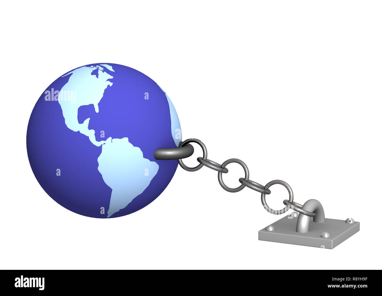 Object Chained The 3d Earth, chained metal a circuit. Objects over white Stock Photo ...