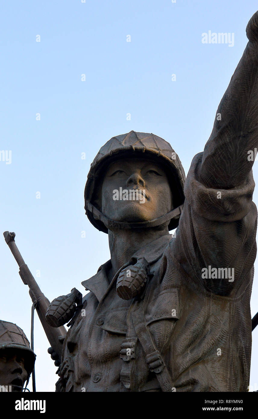 SEOUL, SOUTH KOREA - 30 NOVEMBER 2018: Detail from the statues comprising ' Defending the Fatherland', 38 people affected by the Korean war Stock Photo
