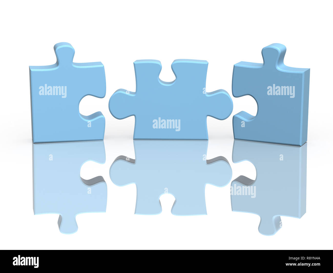 Three parts of a puzzle. Object over white Stock Photo Alamy