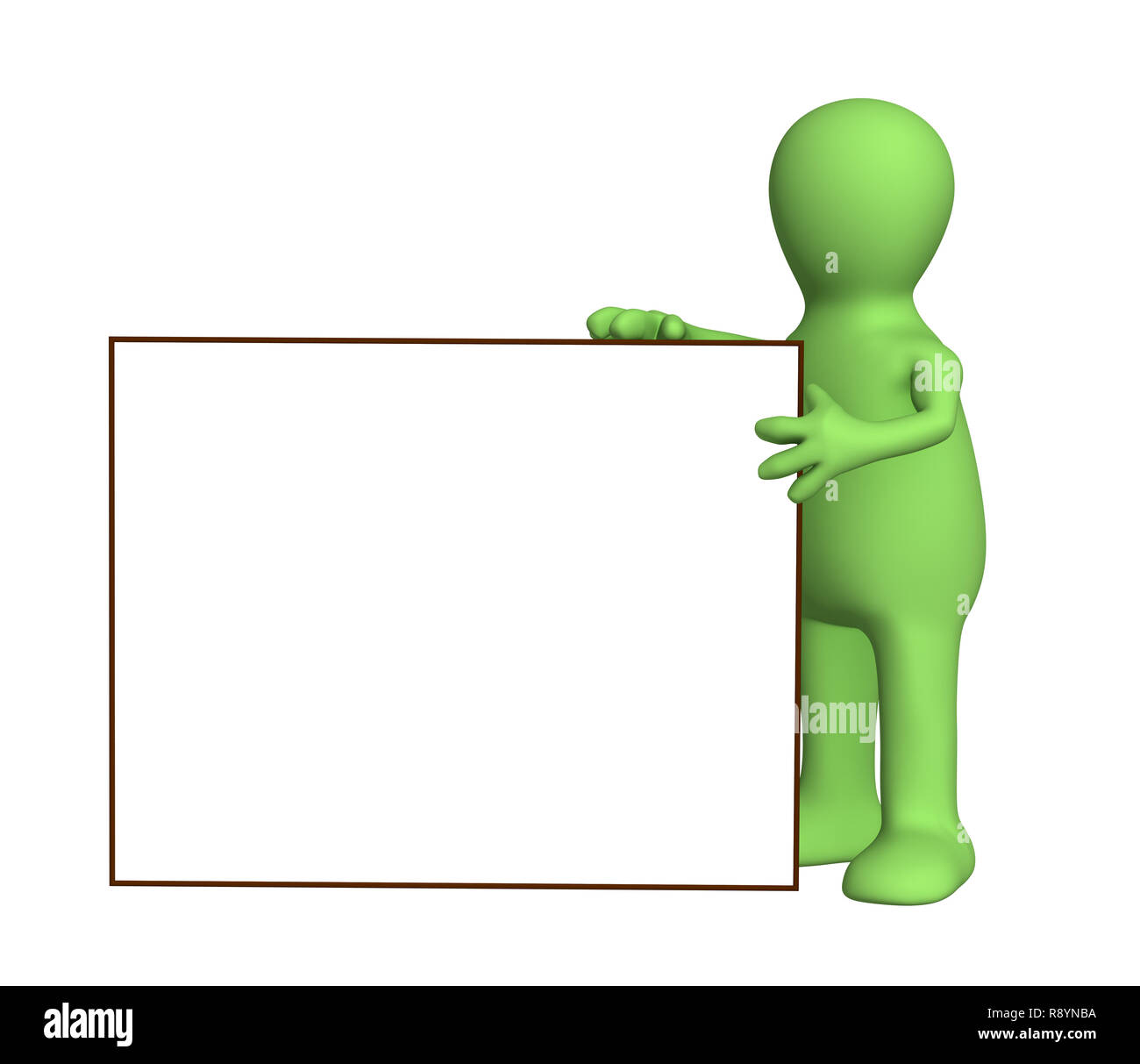 Empty Puppet 3d puppet with empty frame in hands. Object over white Stock Photo - Alamy