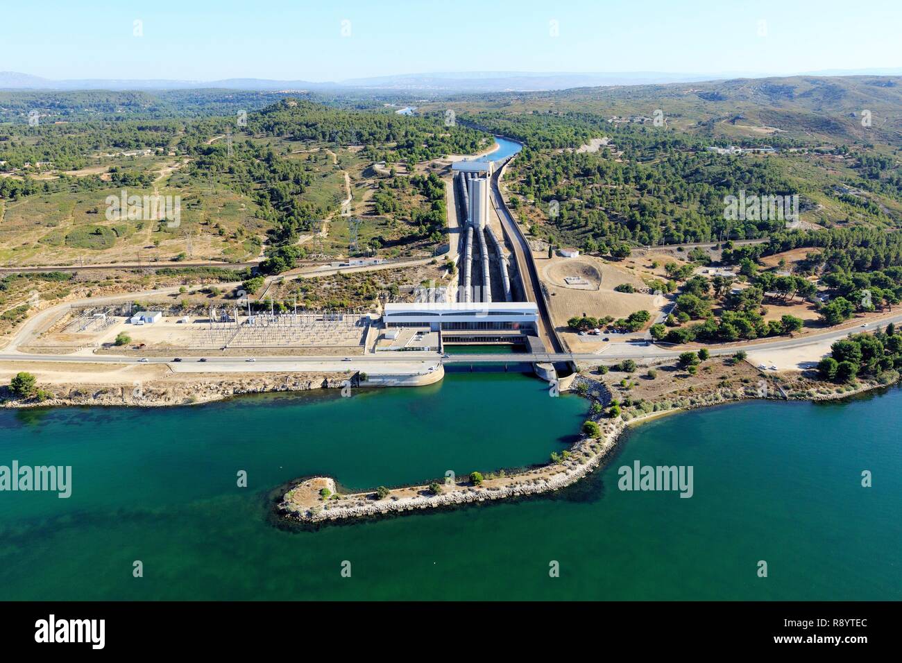 France Bouches Du Rhone Saint Chamas Etang De Berre Central Edf Aerial View Stock Photo Alamy