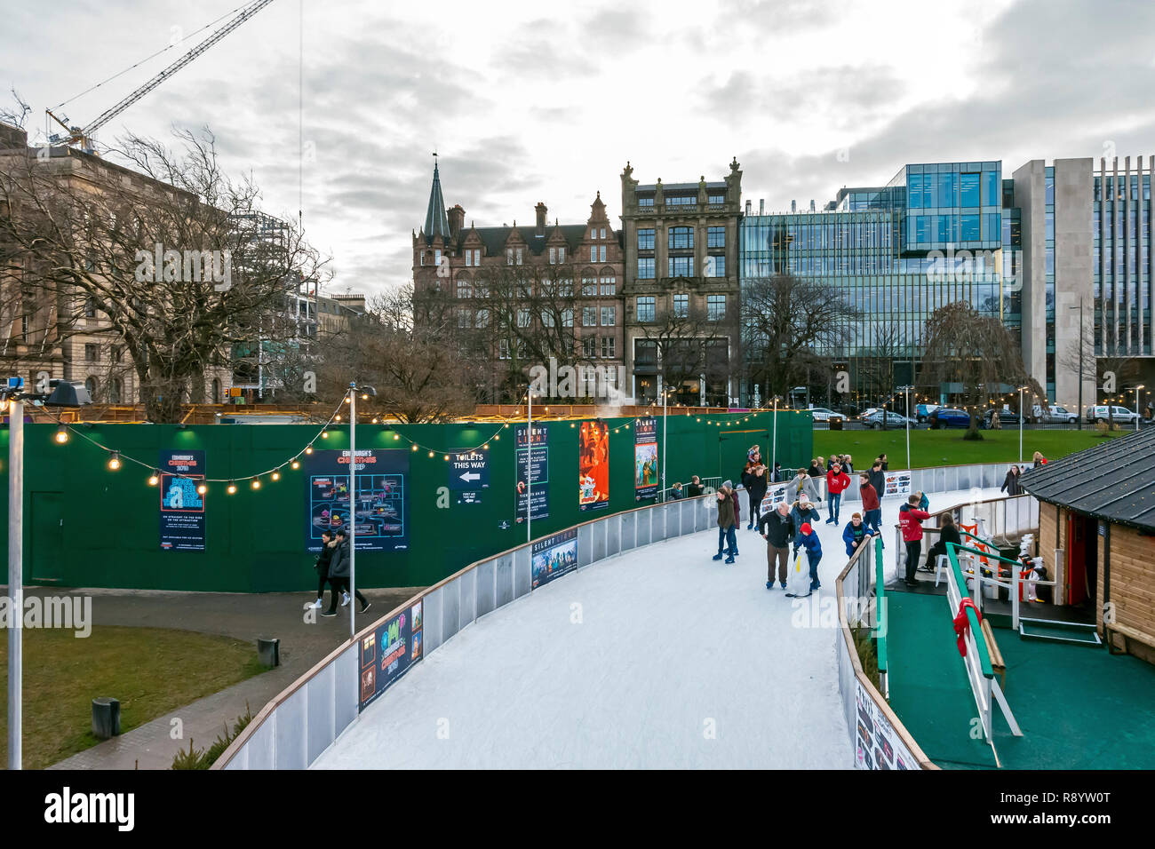 Skaters on skating ring as part of Edinburgh Christmas 2018 in St