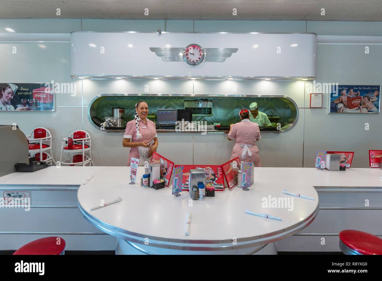 United States, California, Palm Spring inside a typical dinner ruby's Stock Photo Alamy