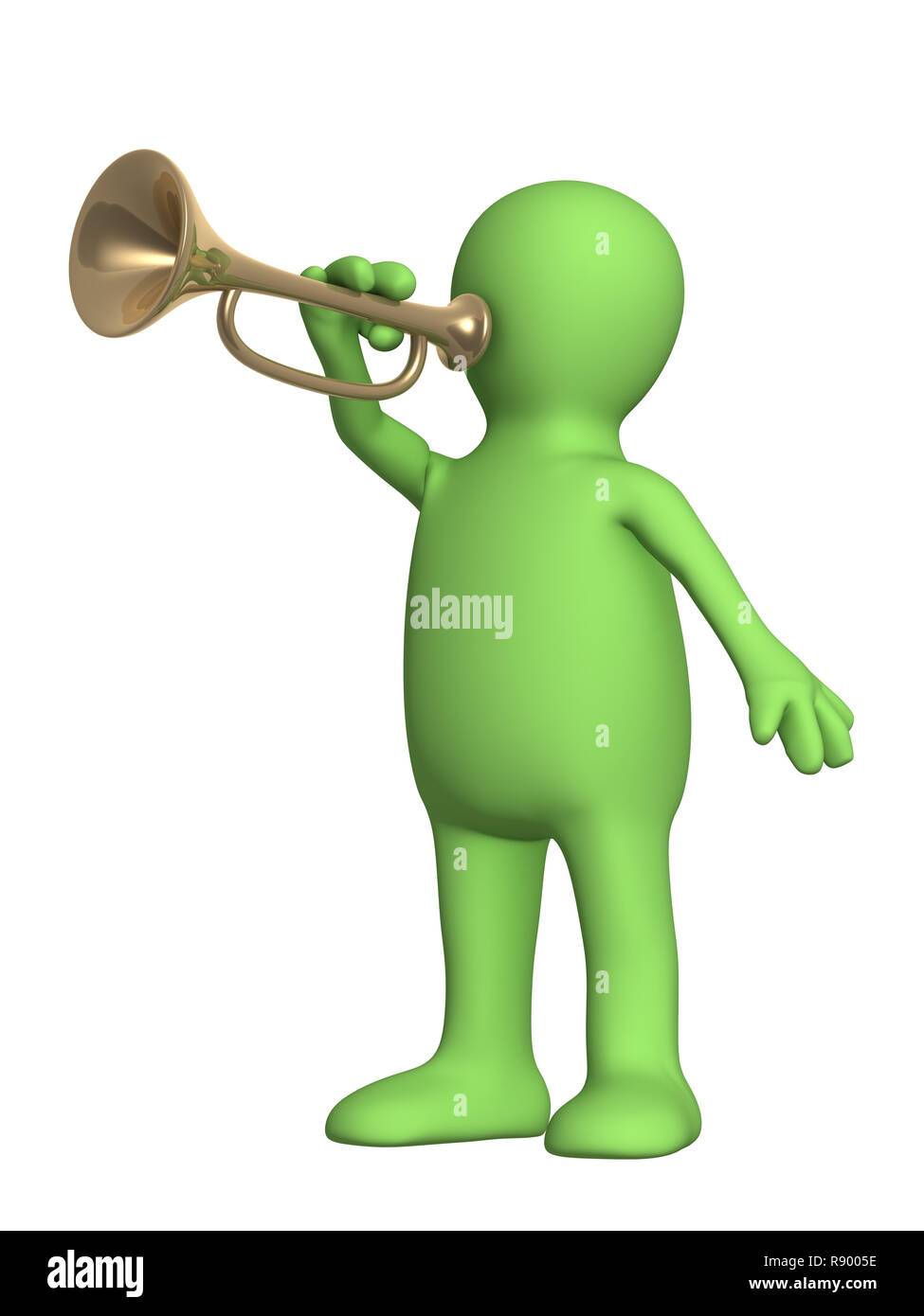 3d puppet trumpeter playing on a trumpet Stock Photo Alamy