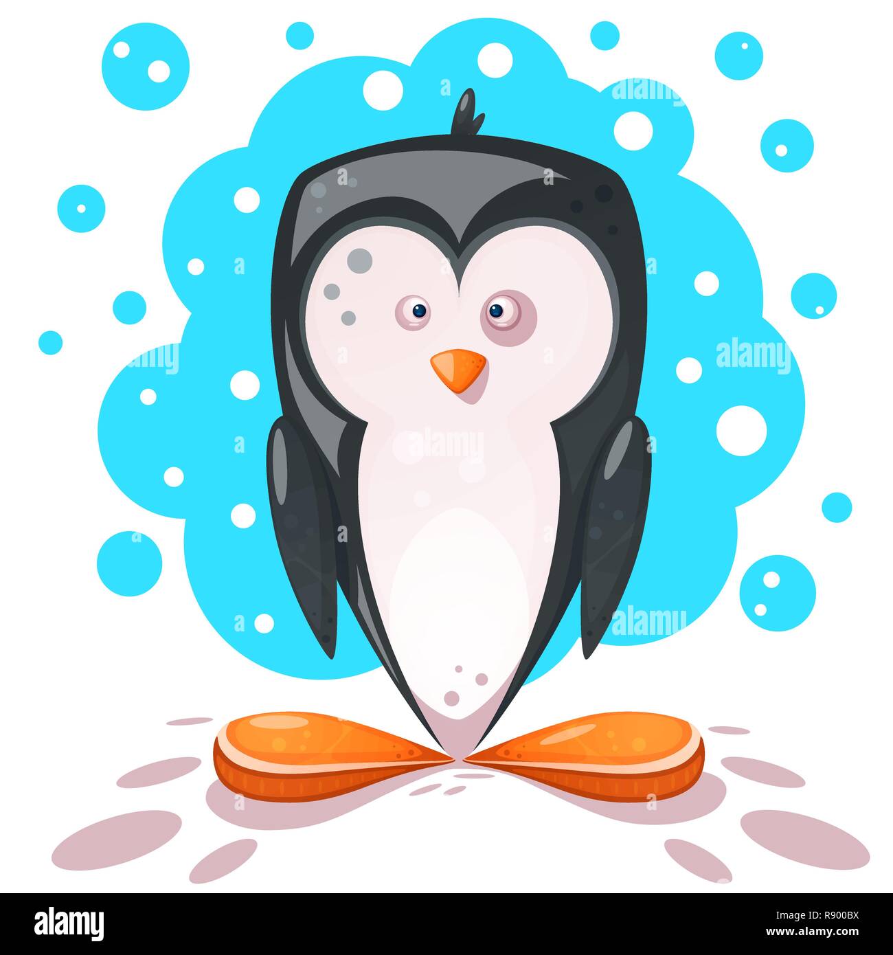 Cute, crazy penguin. Ice illustration. Stock Vector