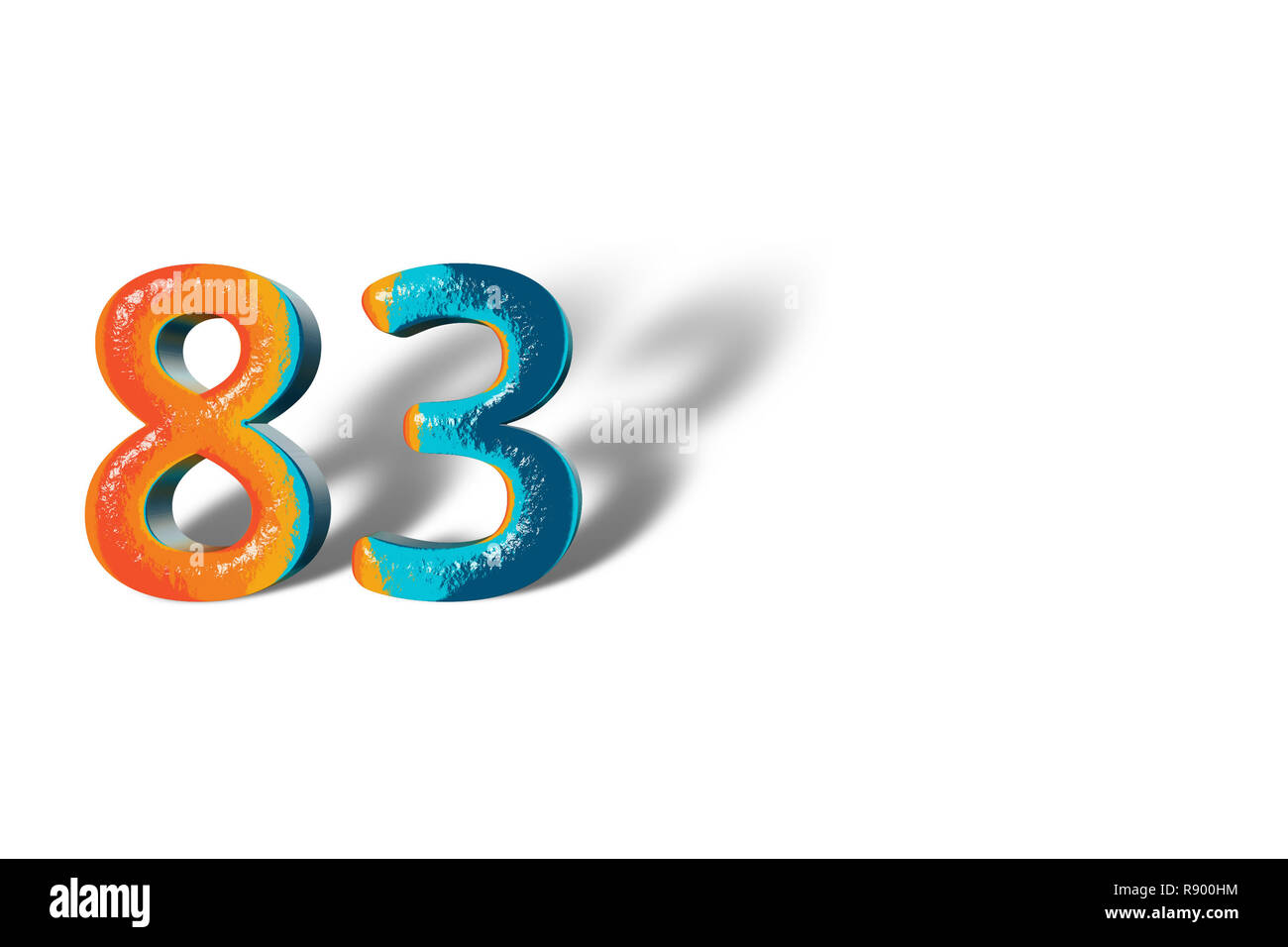 3D Number 83 eighty three lively colours Stock Photo