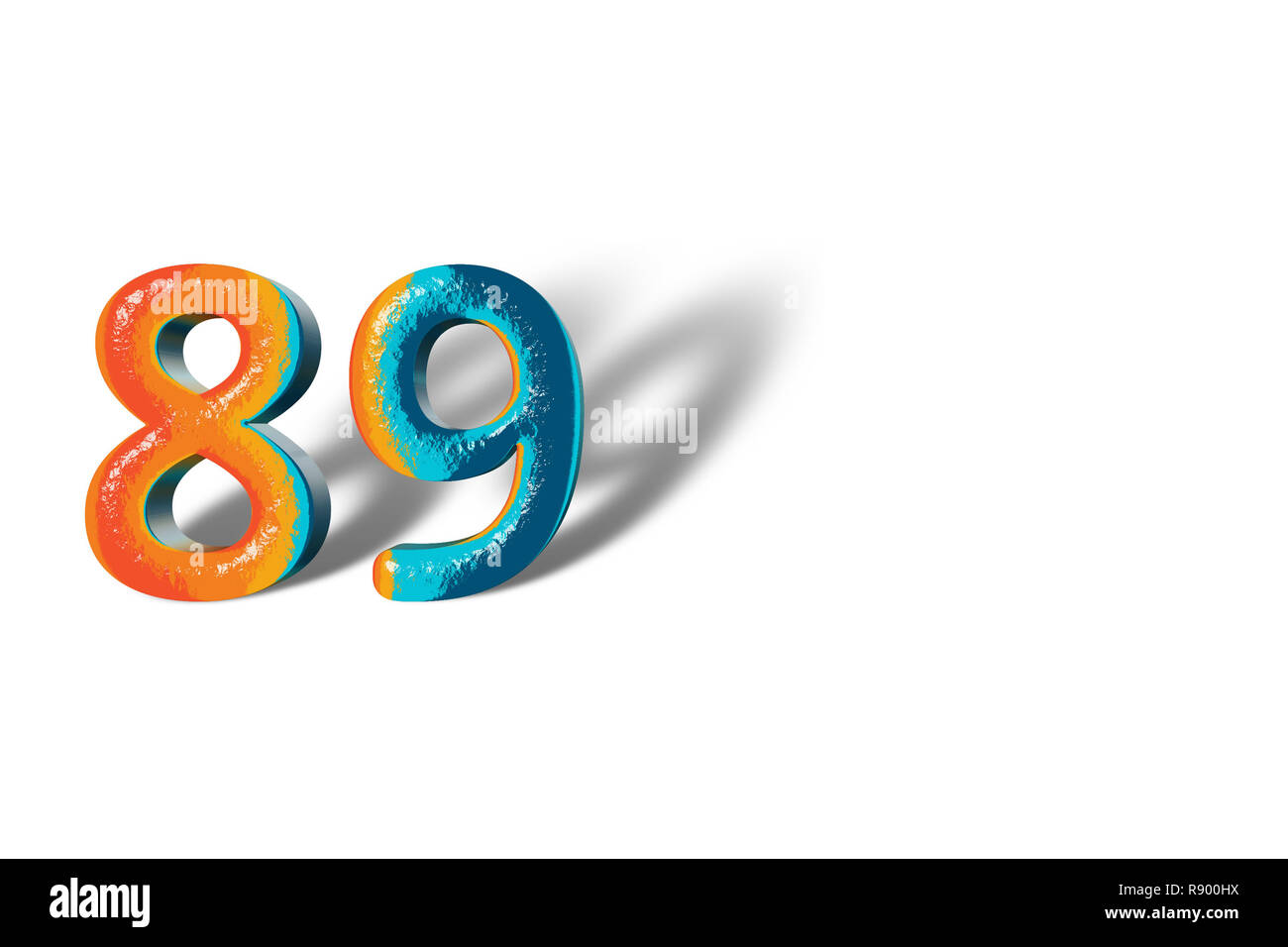 3D Number 89 eighty nine lively colours Stock Photo