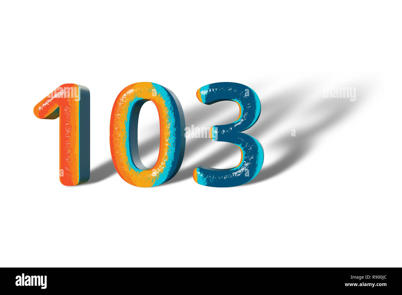 3D Number 103 one hundred three lively colours Stock Photo Alamy