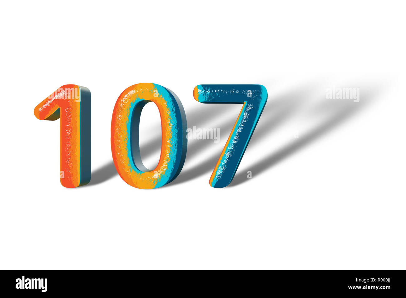 3D Number 107 one hundred seven lively colours Stock Photo 3D Number 107 one hundred seven lively colours Stock Photo