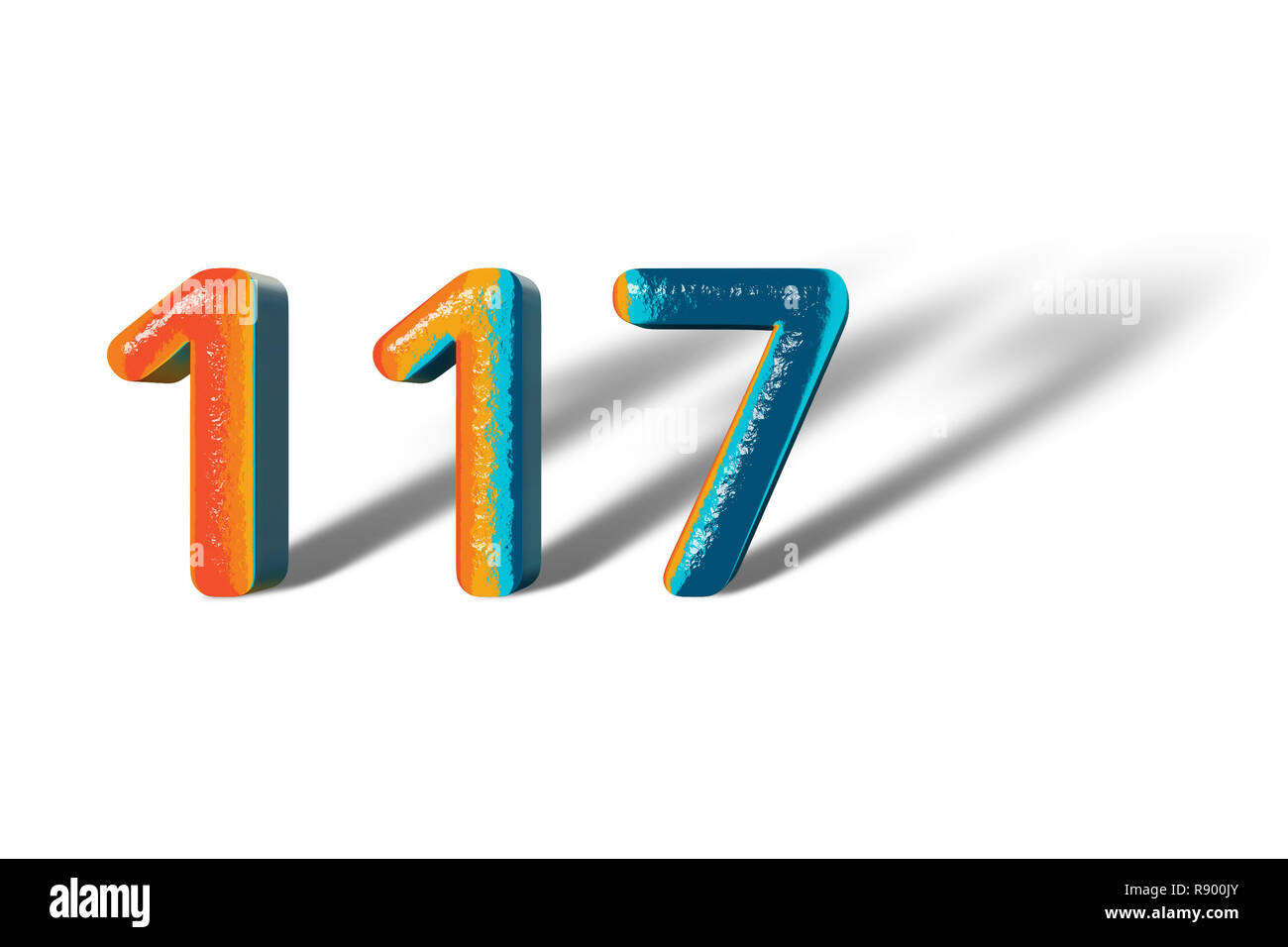 ピアス Numbering seven thousand one hundred seventeen N24SE10 3D Number 117 one hundred seventeen lively colours Stock